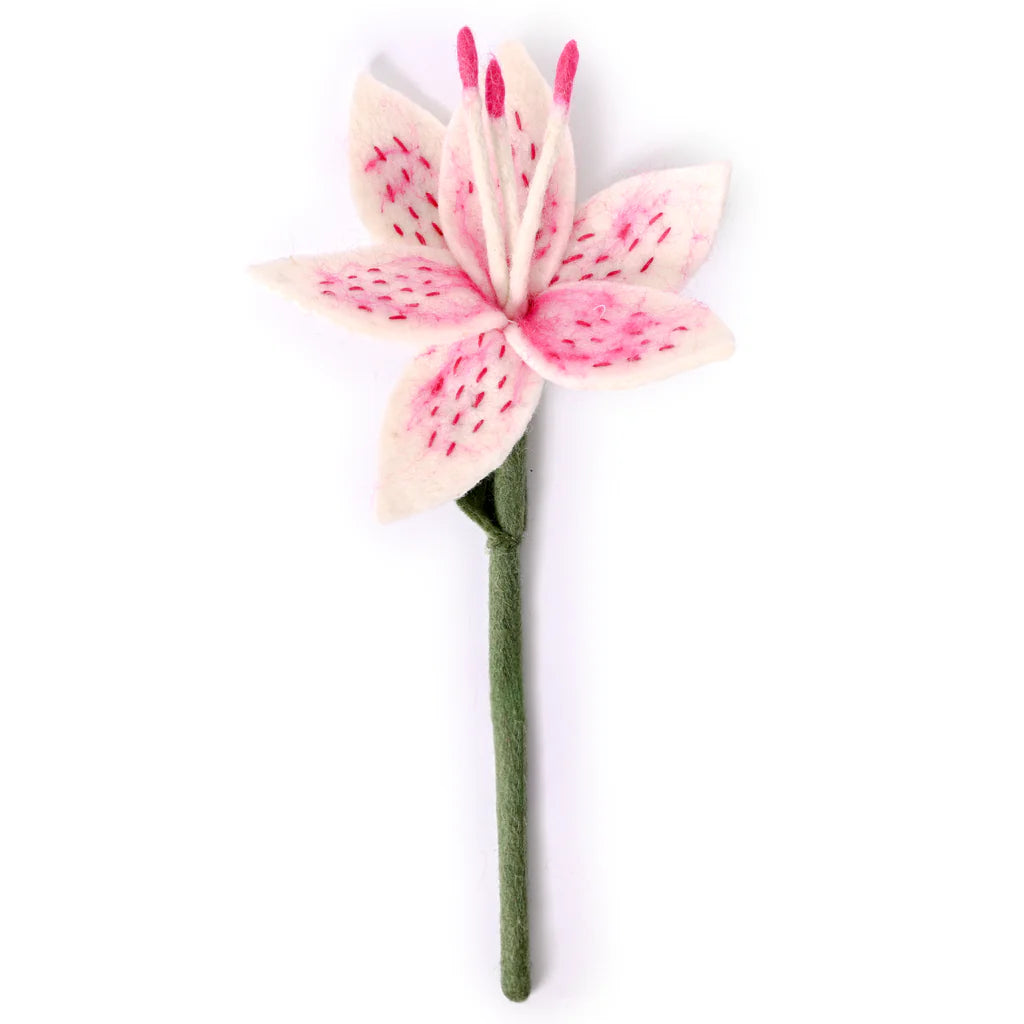 Preorder Stargazer Lily Bloom: Handmade Felt "Forever Flower"