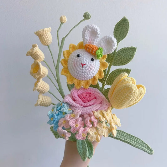 Preorder Bunny Bouquet: Handmade Crochet "Forever Flowers"